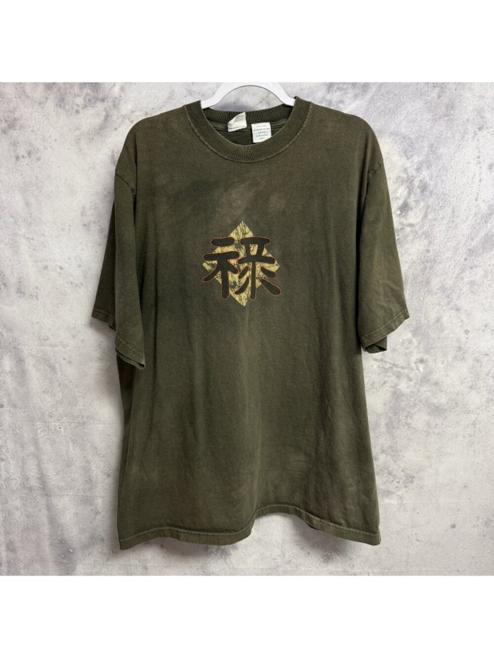 VTG 90s Utility Kanji Graphic T Shirt Mens XL Short Sleeve Chinese Japanese